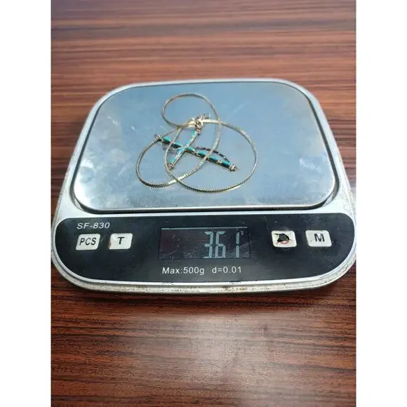 Vintage 925 Turquoise Cross & Chain Native American Southwestern Beauty Necklace - Picture 16 of 16